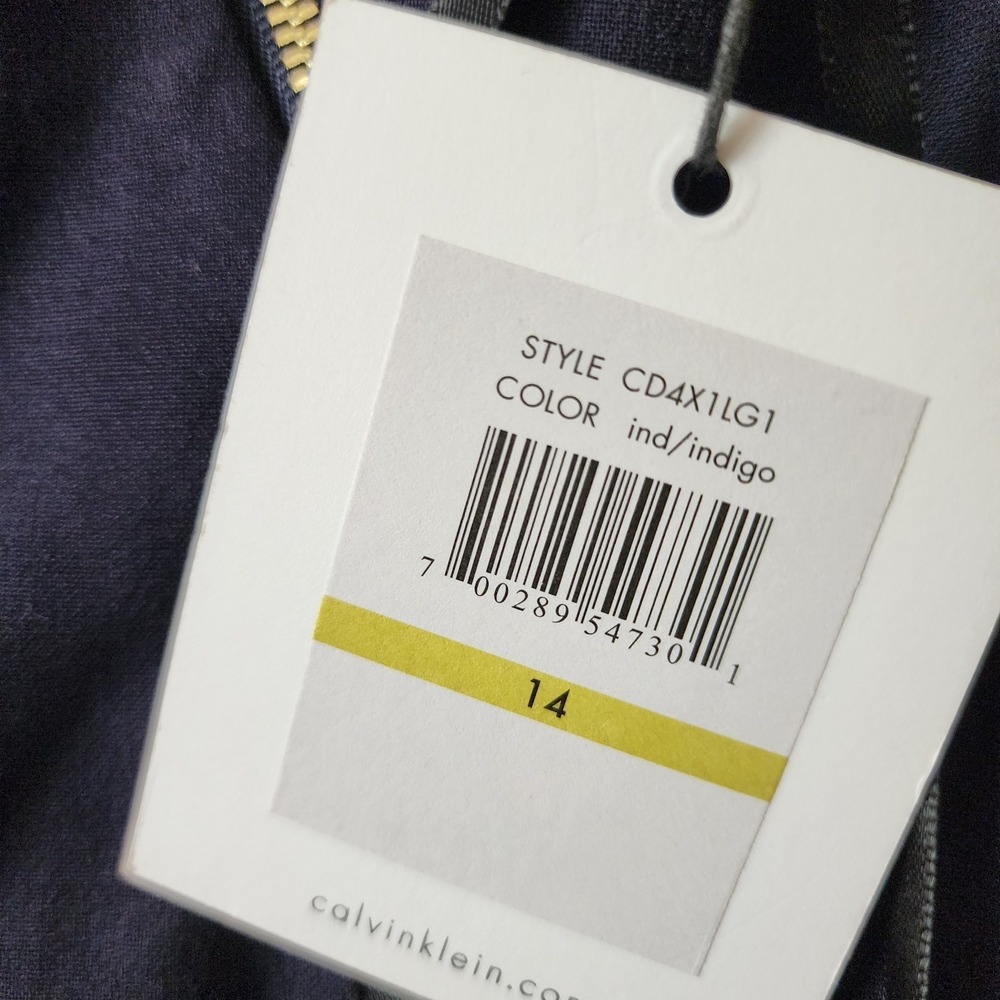Calvin Klein Dress NWT Womens 14 Dark Blue Zipper Detail Pencil Career Business - Picture 5 of 8